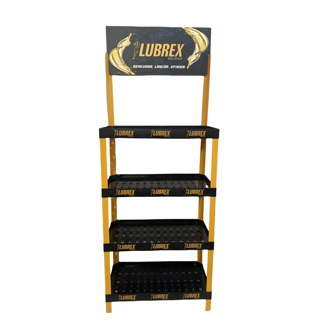 Rusted and damaged metal display rack after outdoor exposure