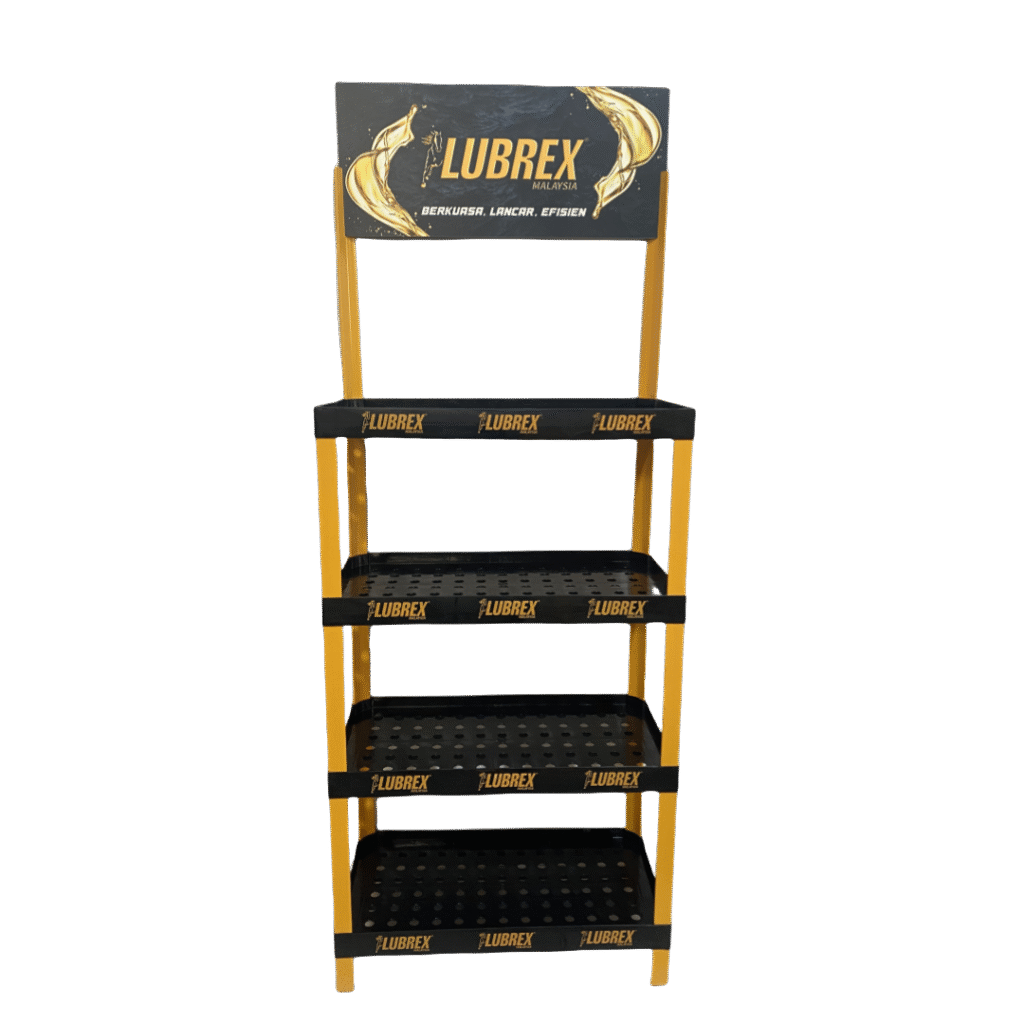 Heavy-Duty Lubricant Oil Display Stand Plastic Retail Rack for Motor Oil Bottles | Bosen Plastic