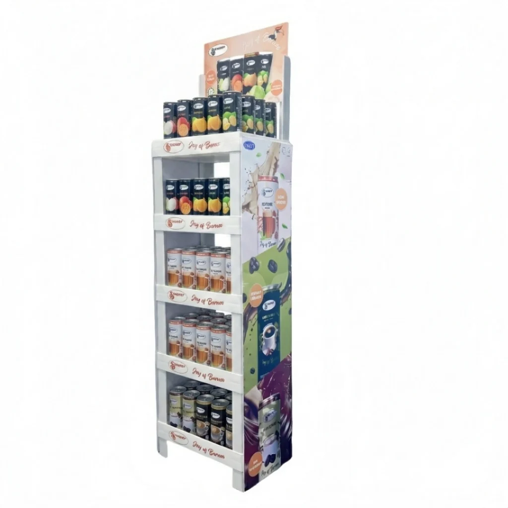 5-Tier Plastic Beverage Display for Store Promotions – Multi-Size Options