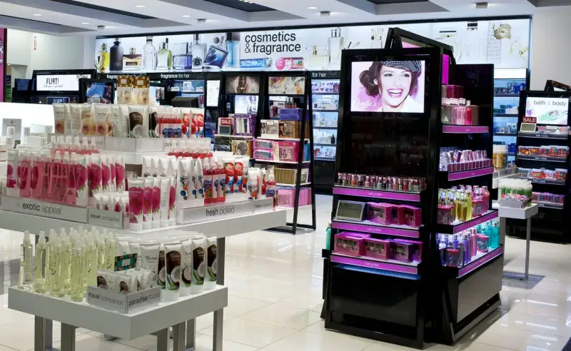 Cosmetic display tray organization