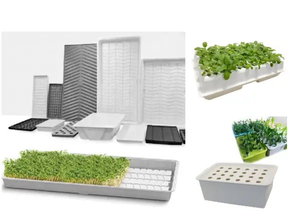 Custom made vacuum formed hydroponic trays from thermoforming factory