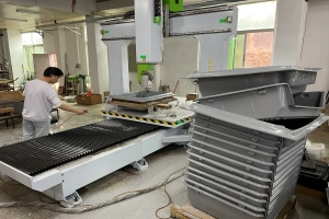 5-axis CNC trimming machine in operation